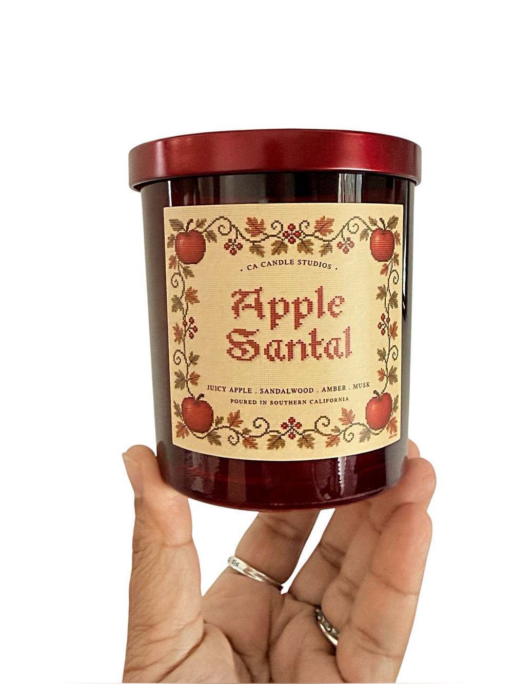 Leoben Company Apple Santal Luxury Scented Candle — Red